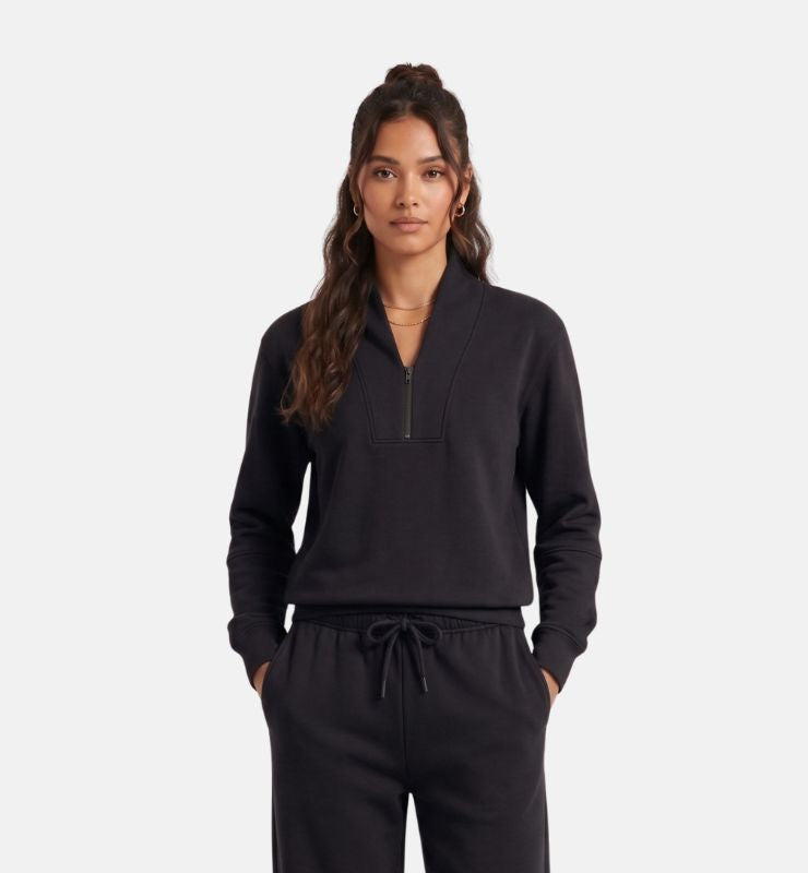 Felpa collo alto in Cotone Biologico con Half Zip