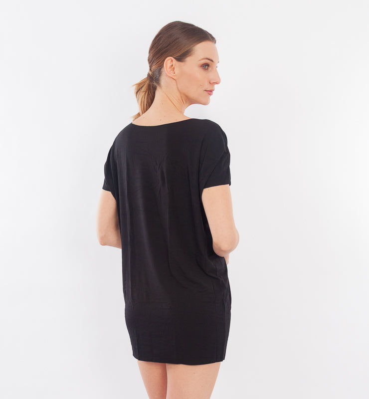 Laser cut TENCEL™ three-quarter sleeve maxi sweater