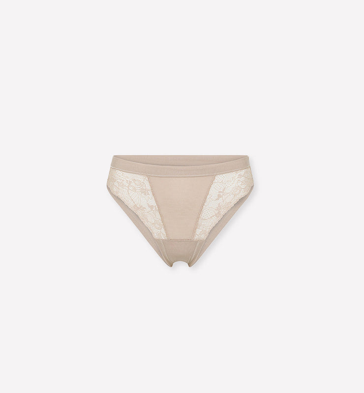 Slip in tessuto naturale e pizzo biodegradabile - CASAGIN