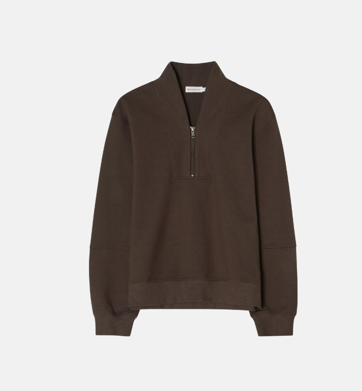 Felpa collo alto in Cotone Biologico con Half Zip