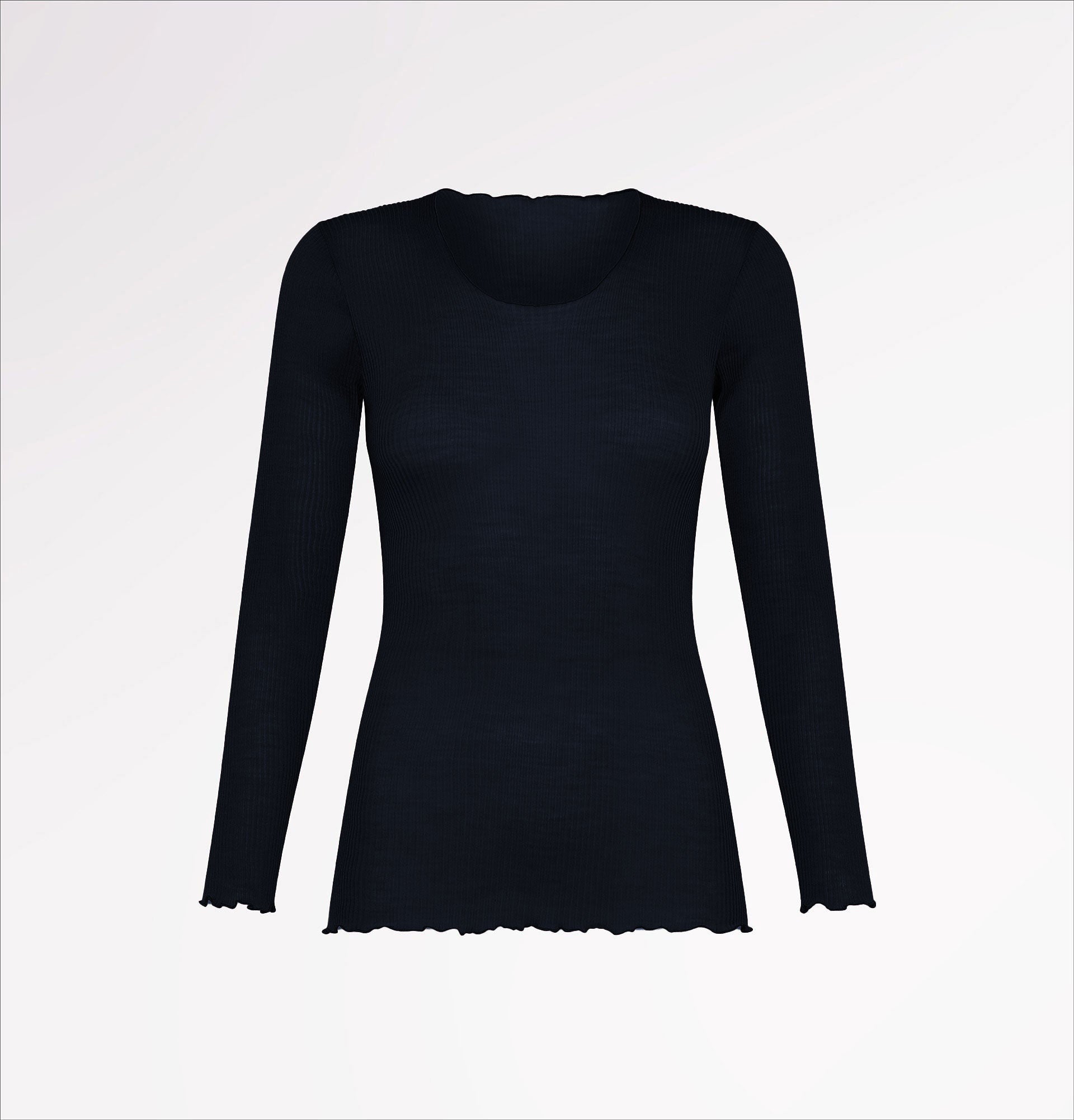 Langärmliger Wollpullover mit Rundhalsausschnitt