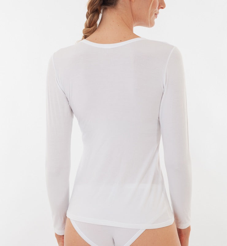 Maglia girocollo in TENCEL™ a maniche lunghe
